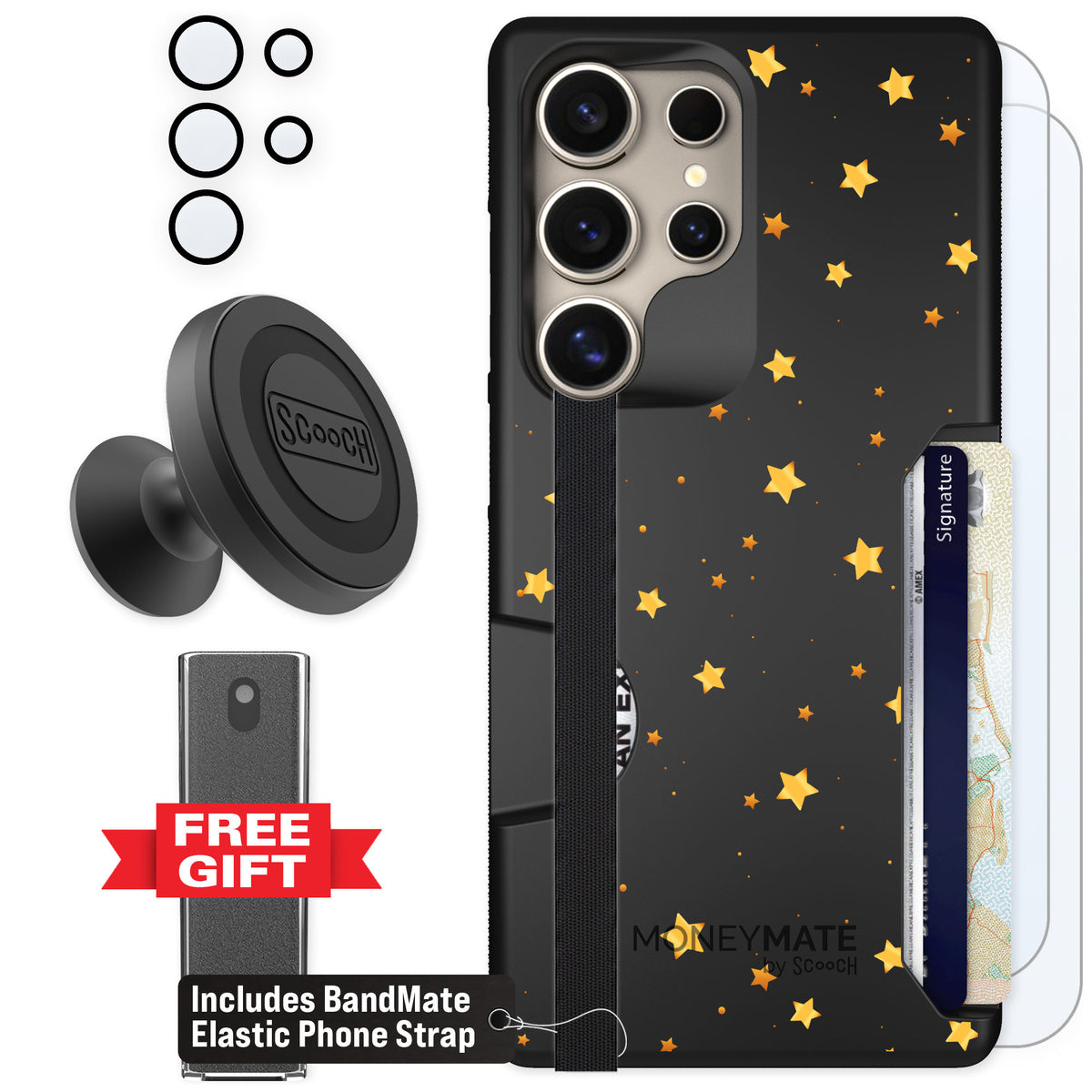 Scooch Moneymate Gold Stars for Galaxy S25 Ultra β Defender Bundle