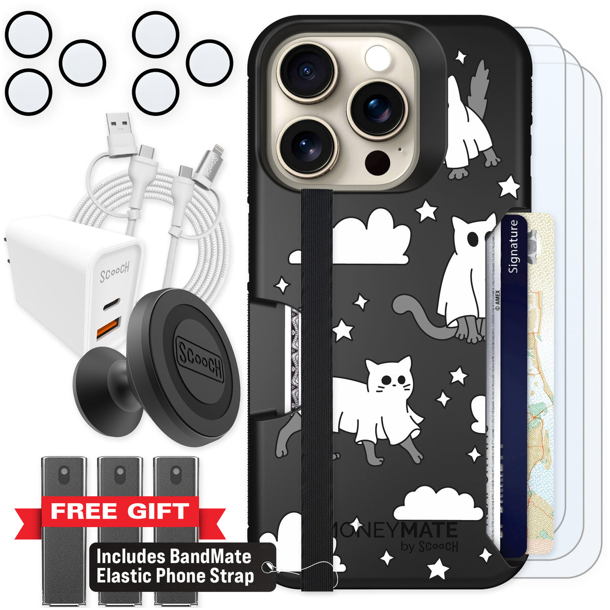 Scooch Moneymate Scaredy Cats for iPhone 15 Pro β Ultimate Bundle