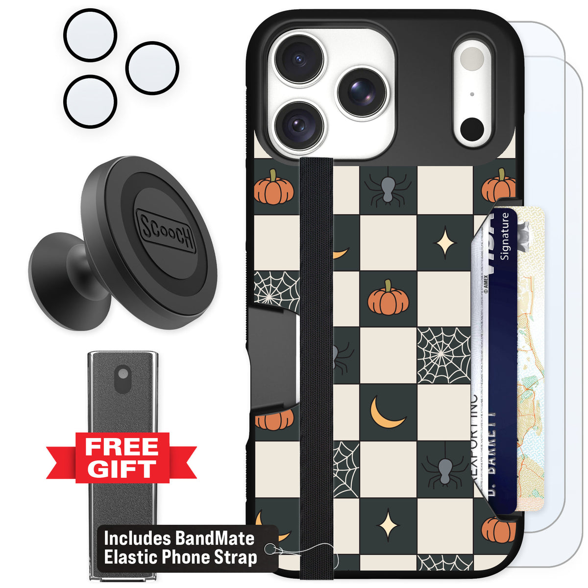 Scooch Moneymate Spooky Squares for iPhone 18 Pro Max β Defender Bundle