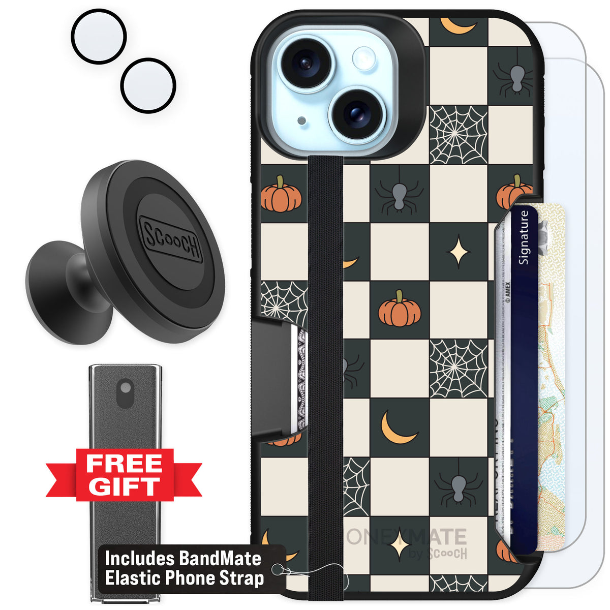 Scooch Moneymate Spooky Squares for iPhone 15 β Defender Bundle