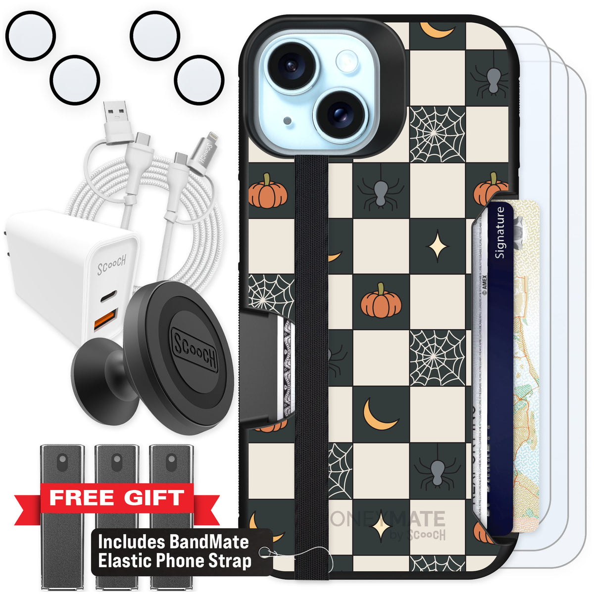 Scooch Moneymate Spooky Squares for iPhone 15 β Ultimate Bundle