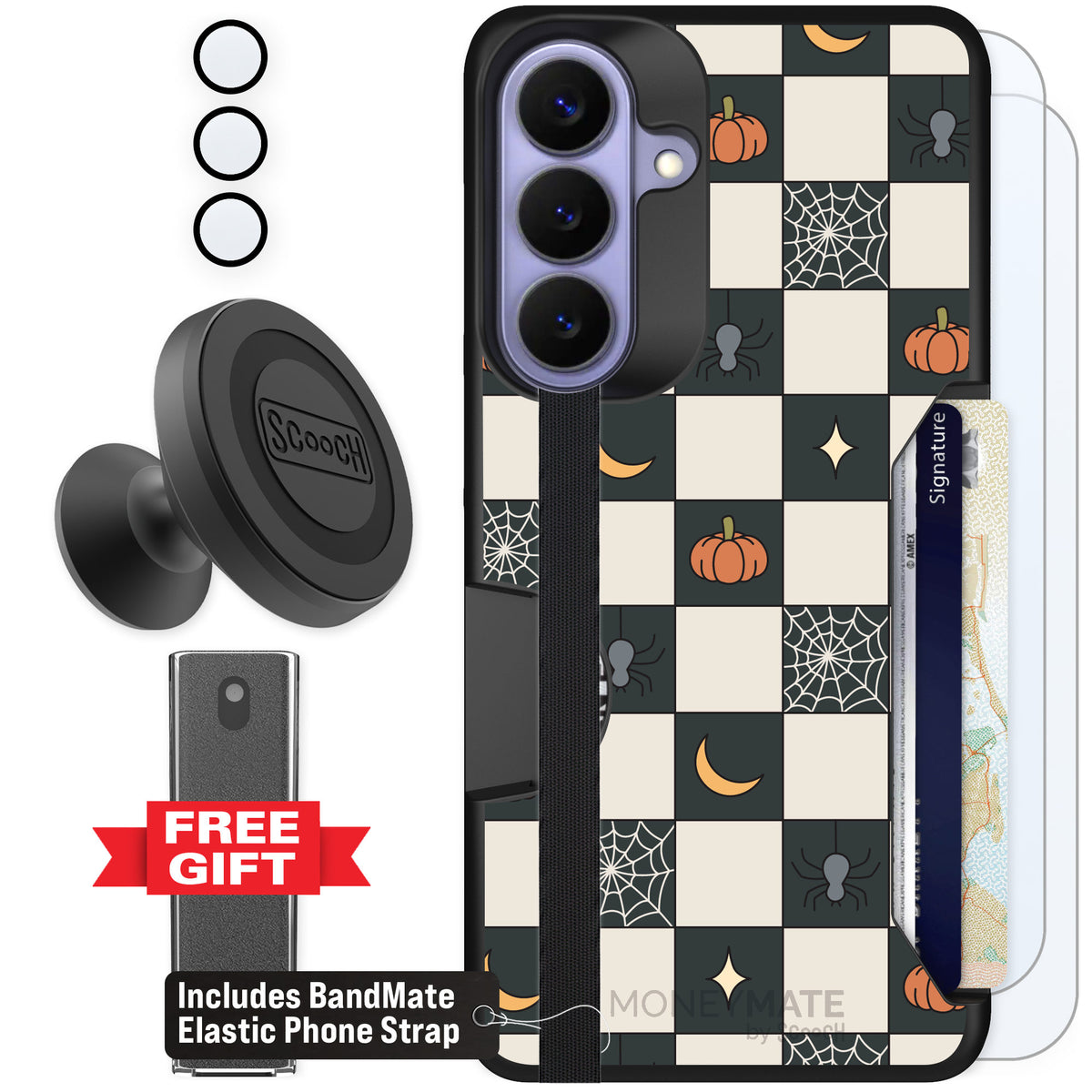 Scooch Moneymate Spooky Squares for Galaxy S26+ β Defender Bundle