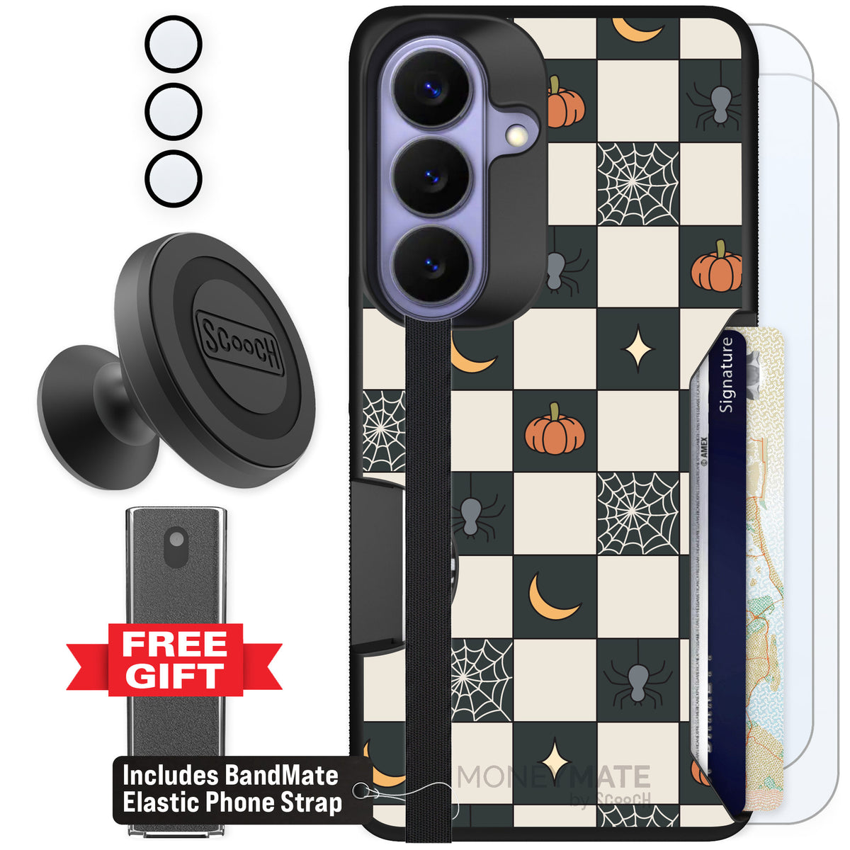 Scooch Moneymate Spooky Squares for Galaxy S26 β Defender Bundle
