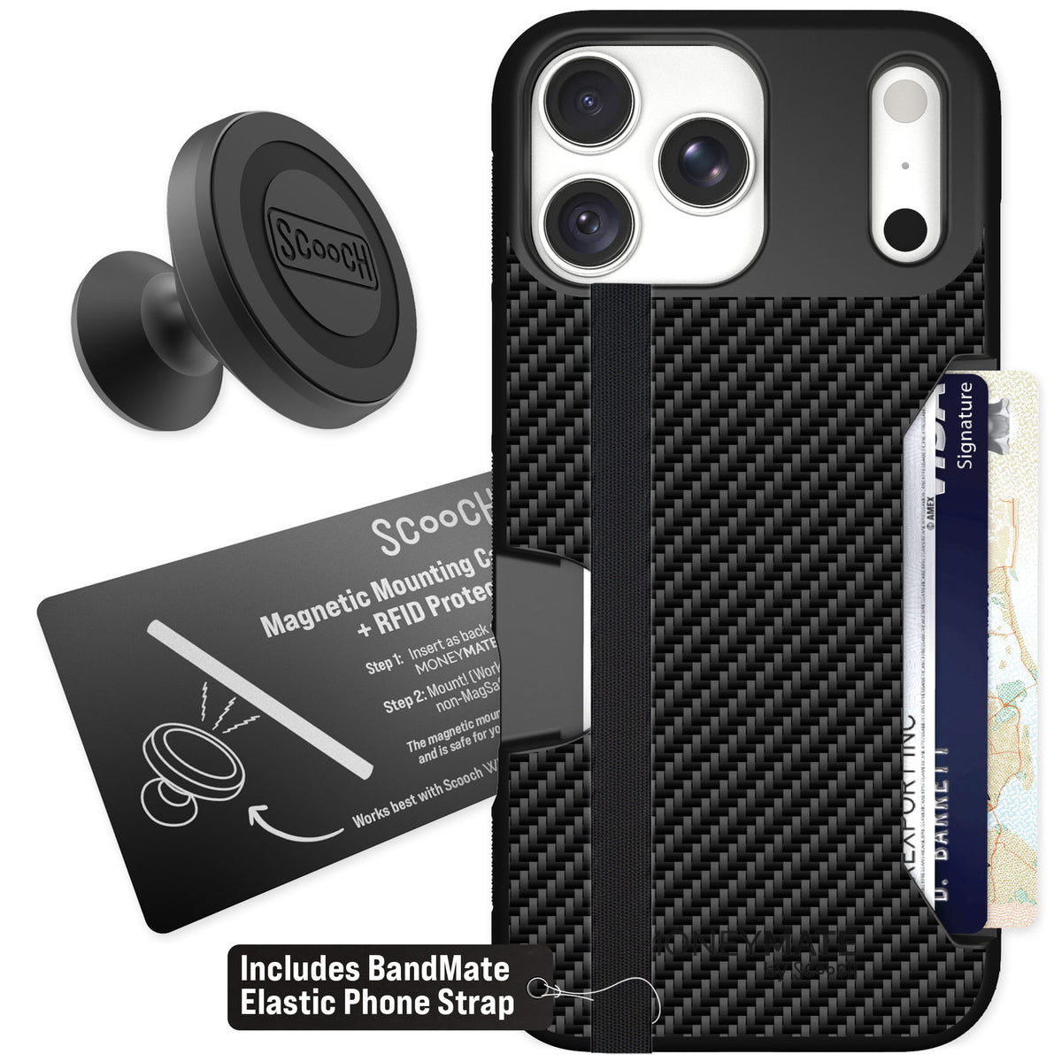 Scooch Moneymate Carbon Fiber for iPhone 18 Pro Max β Starter Bundle