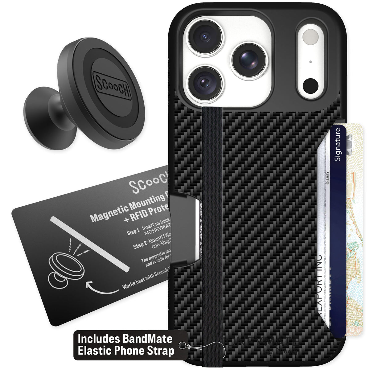 Scooch Moneymate Carbon Fiber for iPhone 18 Pro β Starter Bundle