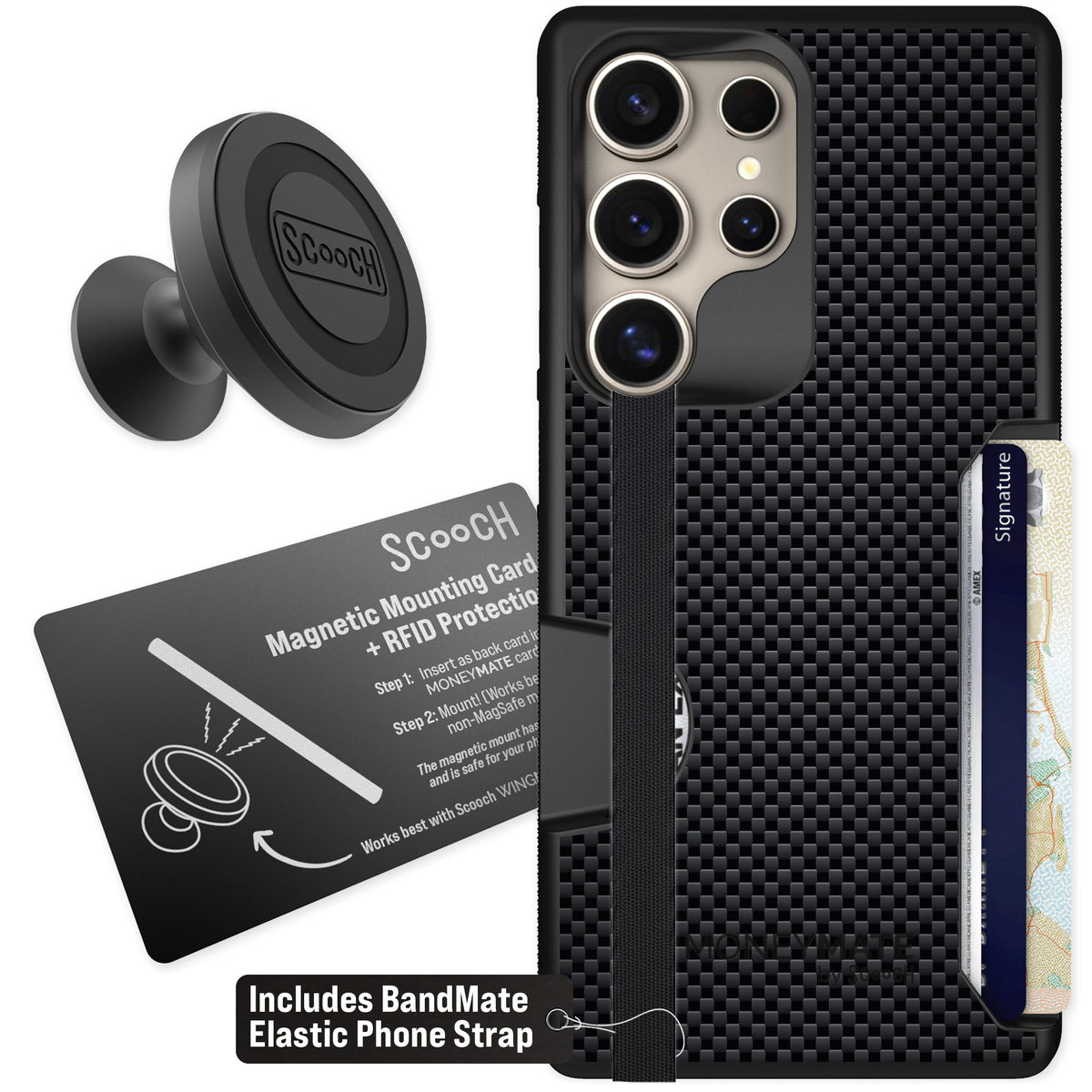 Scooch Moneymate Carbon Fiber for Galaxy S25 Ultra β Starter Bundle