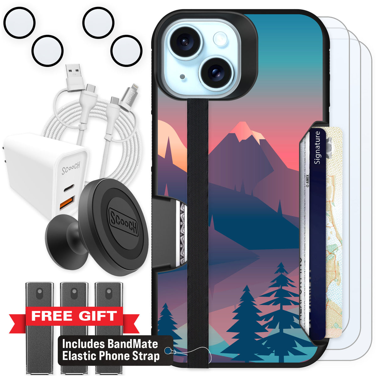 Scooch Moneymate Mountain Range for iPhone 15 — Ultimate Bundle