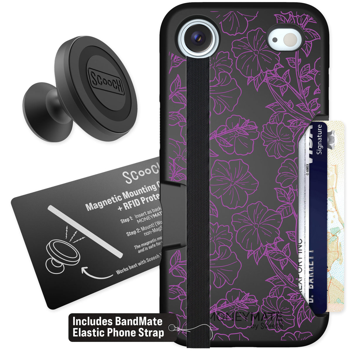 Scooch Moneymate Purple Petunias for iPhone Air — Starter Bundle