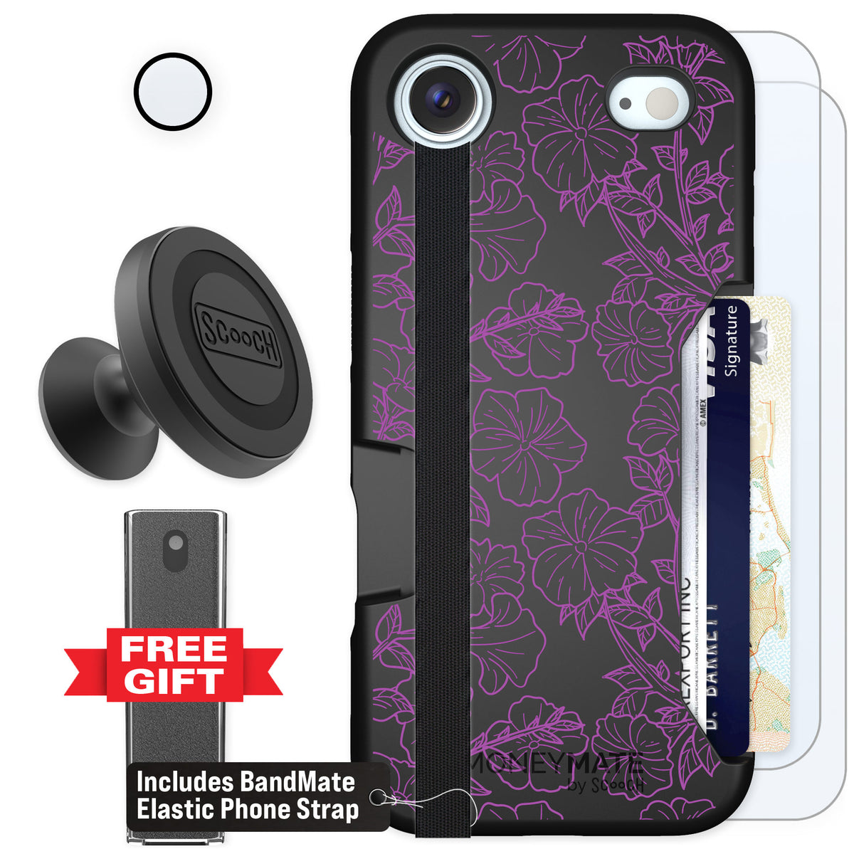 Scooch Moneymate Purple Petunias for iPhone Air — Defender Bundle