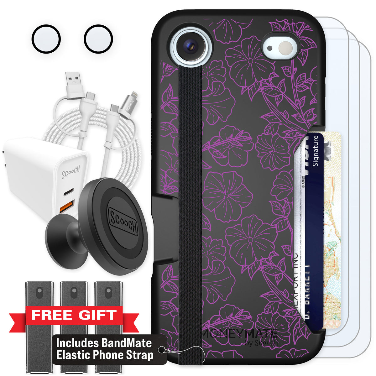 Scooch Moneymate Purple Petunias for iPhone Air — Ultimate Bundle