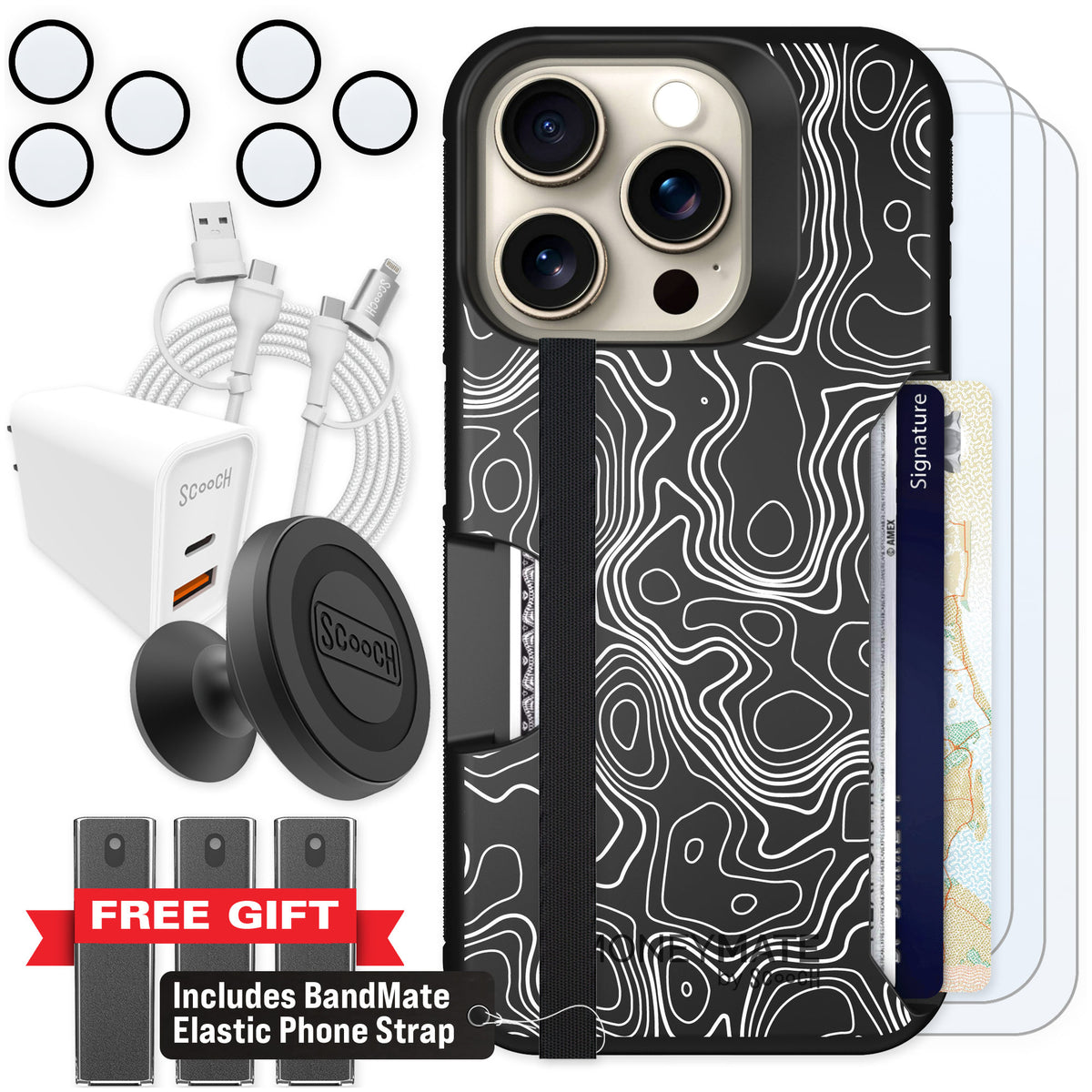 Scooch Moneymate Topography for iPhone 15 Pro β Ultimate Bundle