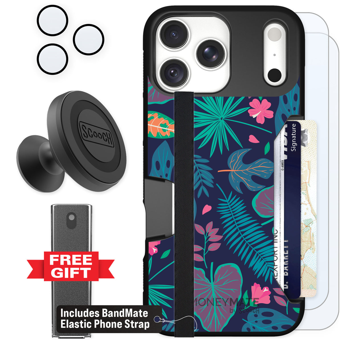 Scooch Moneymate Tropical Leaves for iPhone 18 Pro Max β Defender Bundle