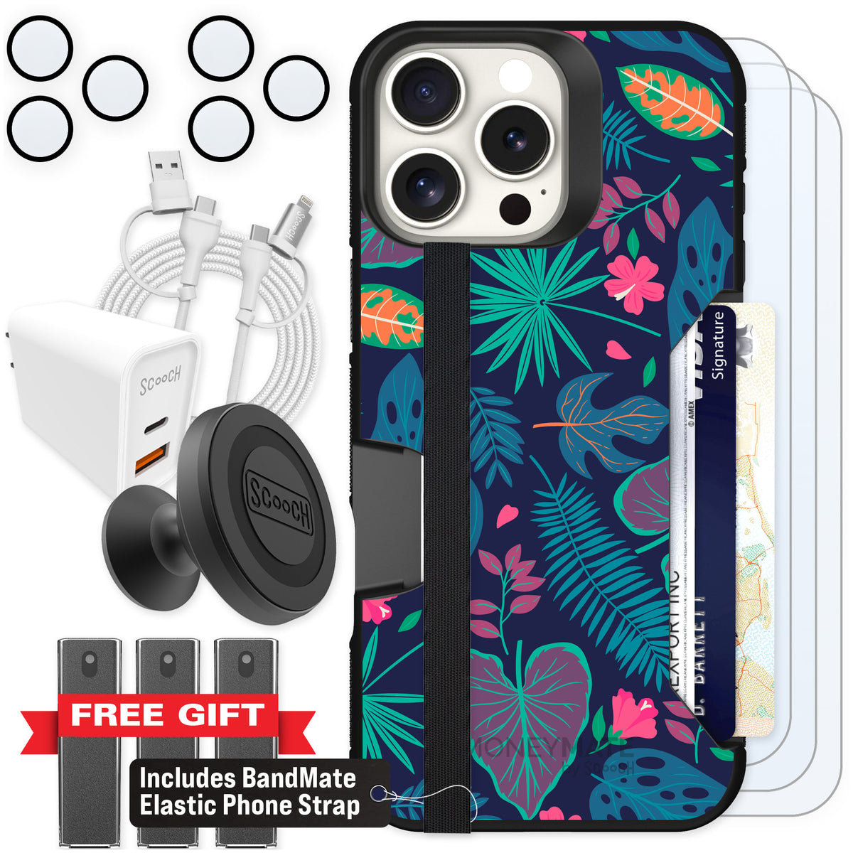 Scooch Moneymate Tropical Leaves for iPhone 16 Pro Max β Ultimate Bundle