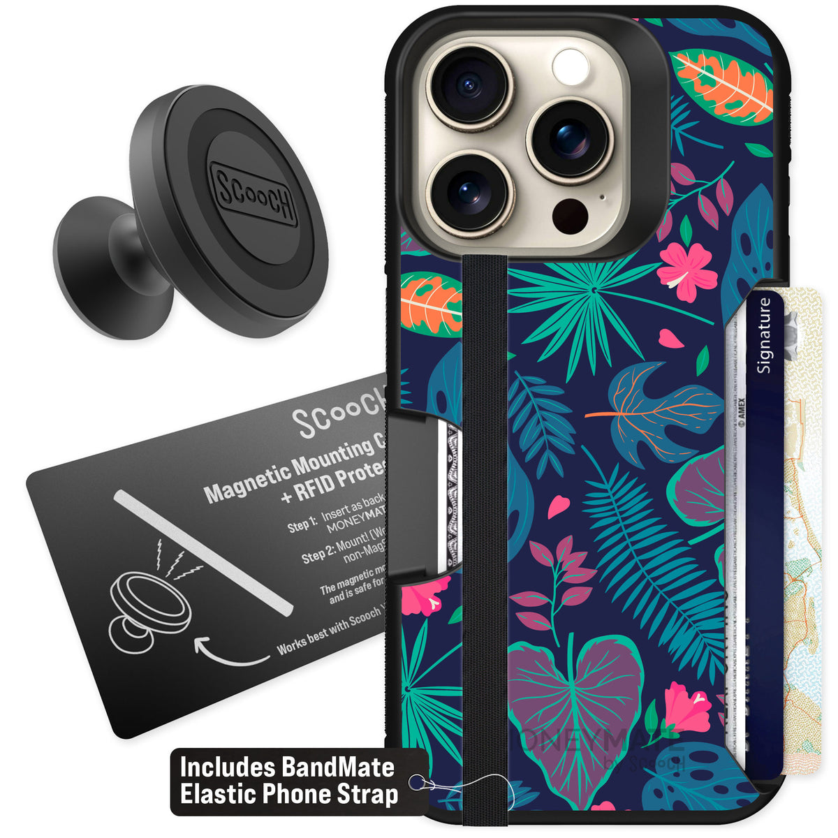 Scooch Moneymate Tropical Leaves for iPhone 15 Pro β Starter Bundle