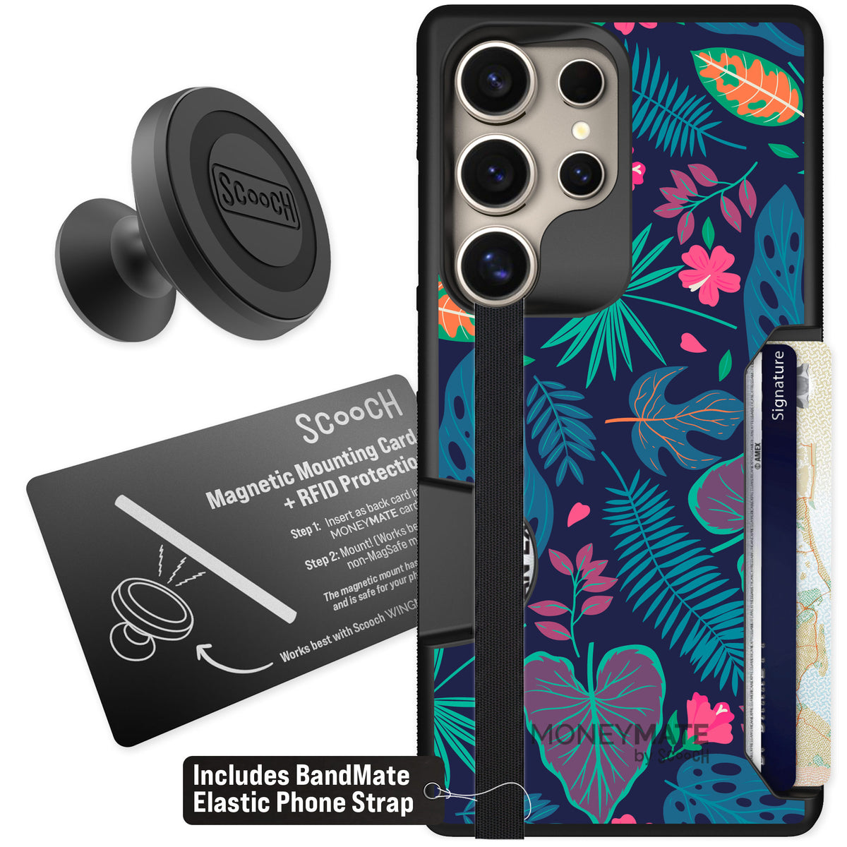 Scooch Moneymate Tropical Leaves for Galaxy S25 Ultra β Starter Bundle