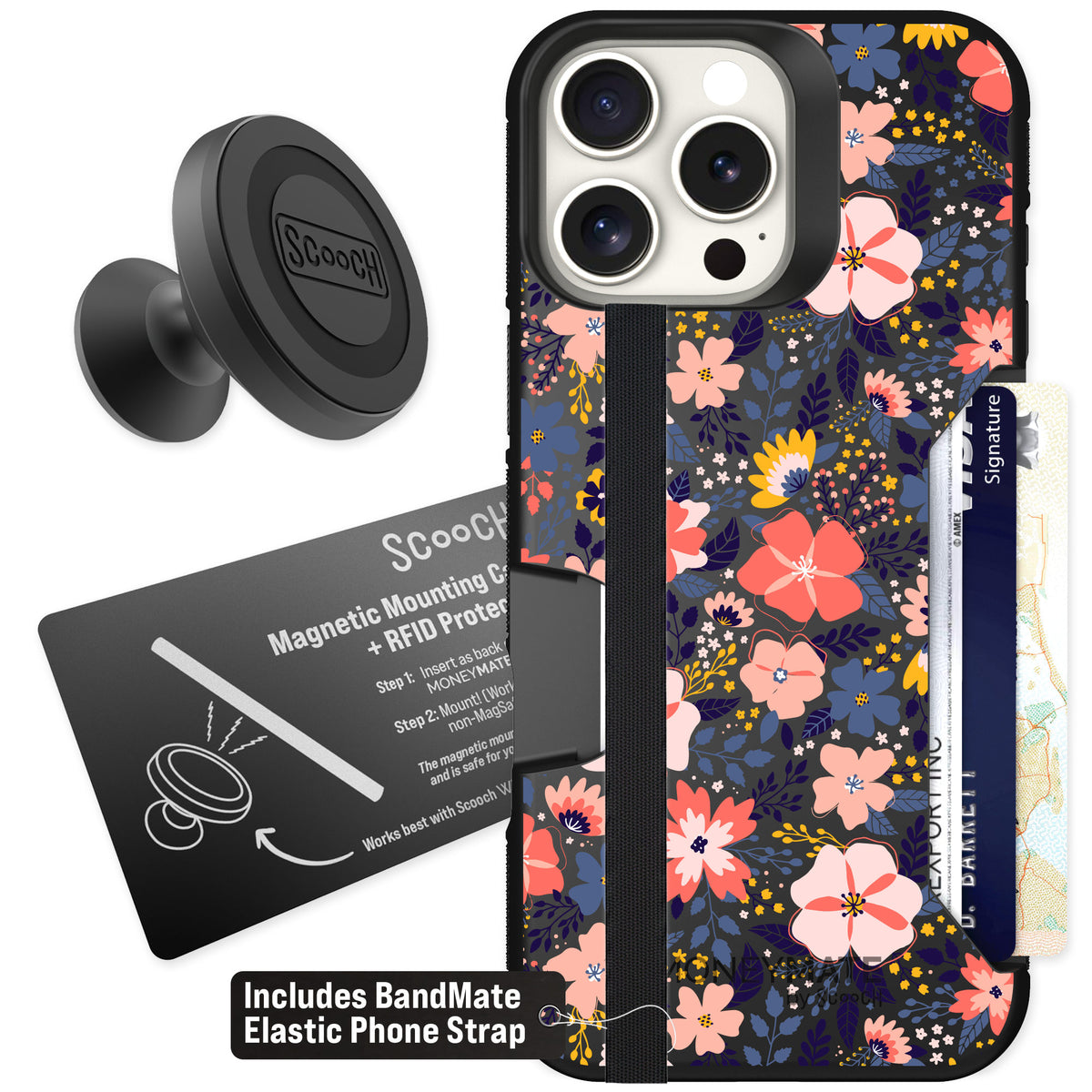 Scooch Moneymate Wildflowers for iPhone 16 Pro Max — Starter Bundle