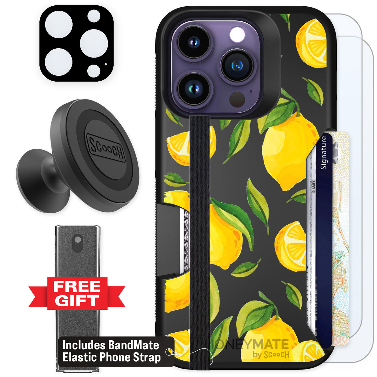 Scooch Moneymate Amalfi Lemons for iPhone 14 Pro — Defender Bundle
