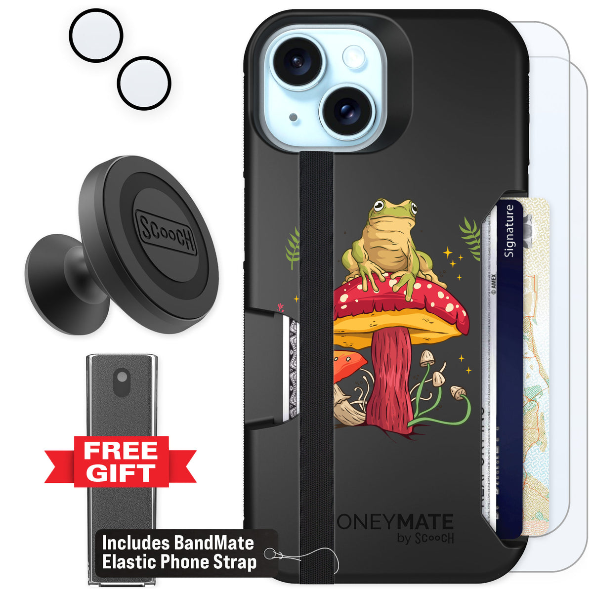 Scooch Moneymate Toadstool Frog for iPhone 15 β Defender Bundle