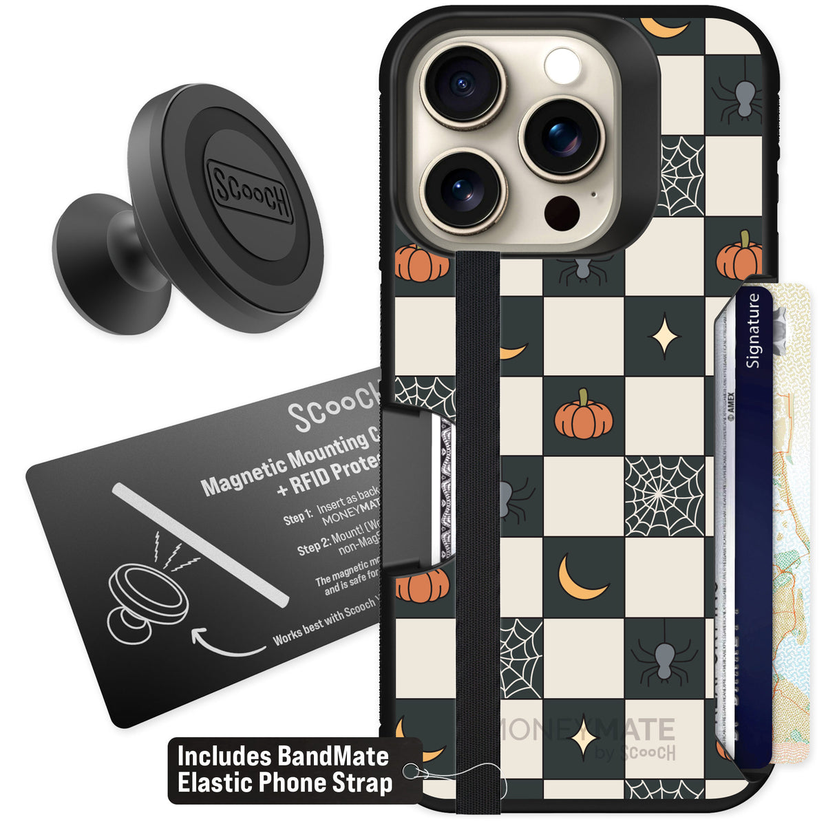 Scooch Moneymate Spooky Squares for iPhone 15 Pro β Starter Bundle