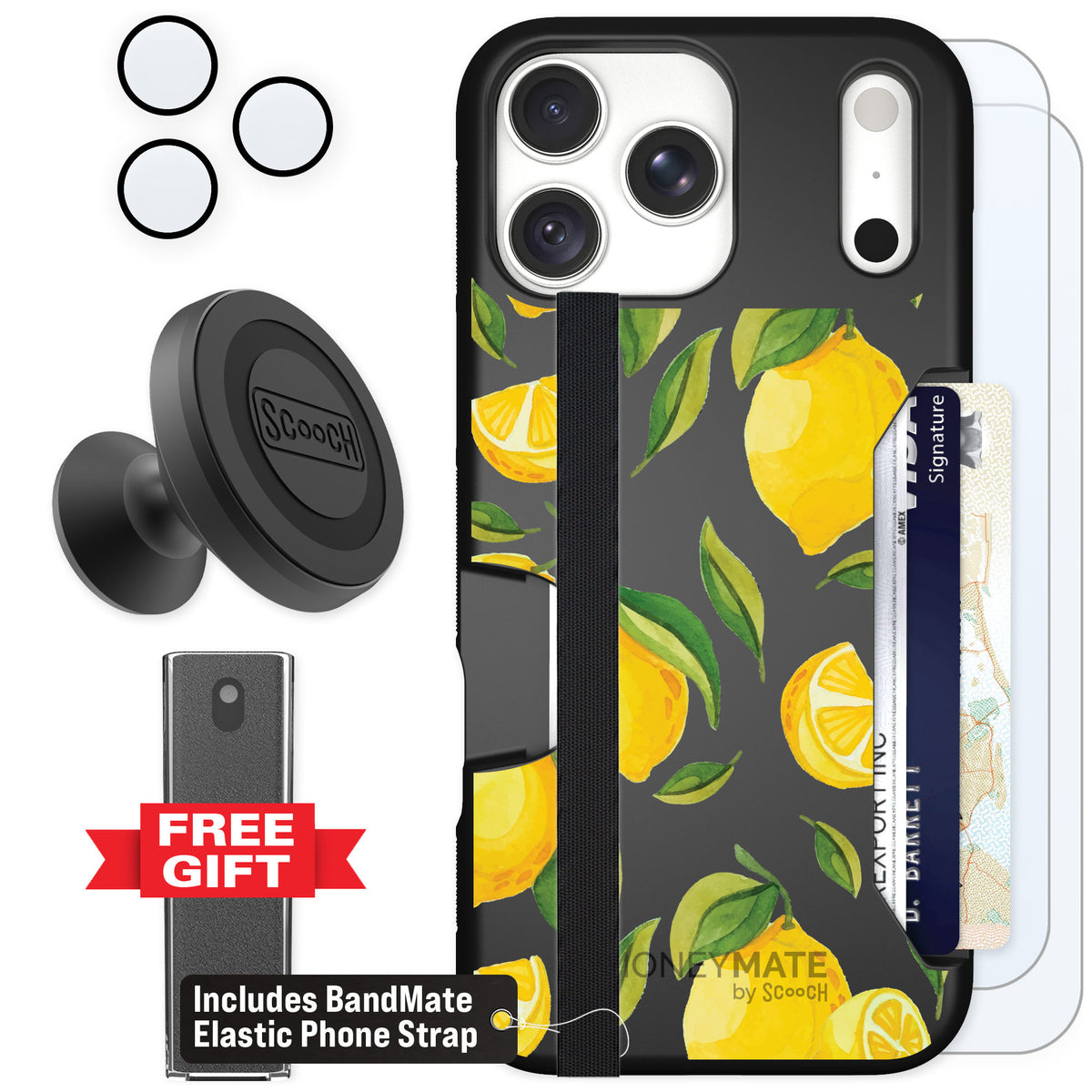 Scooch Moneymate Amalfi Lemons for iPhone 18 Pro Max — Defender Bundle
