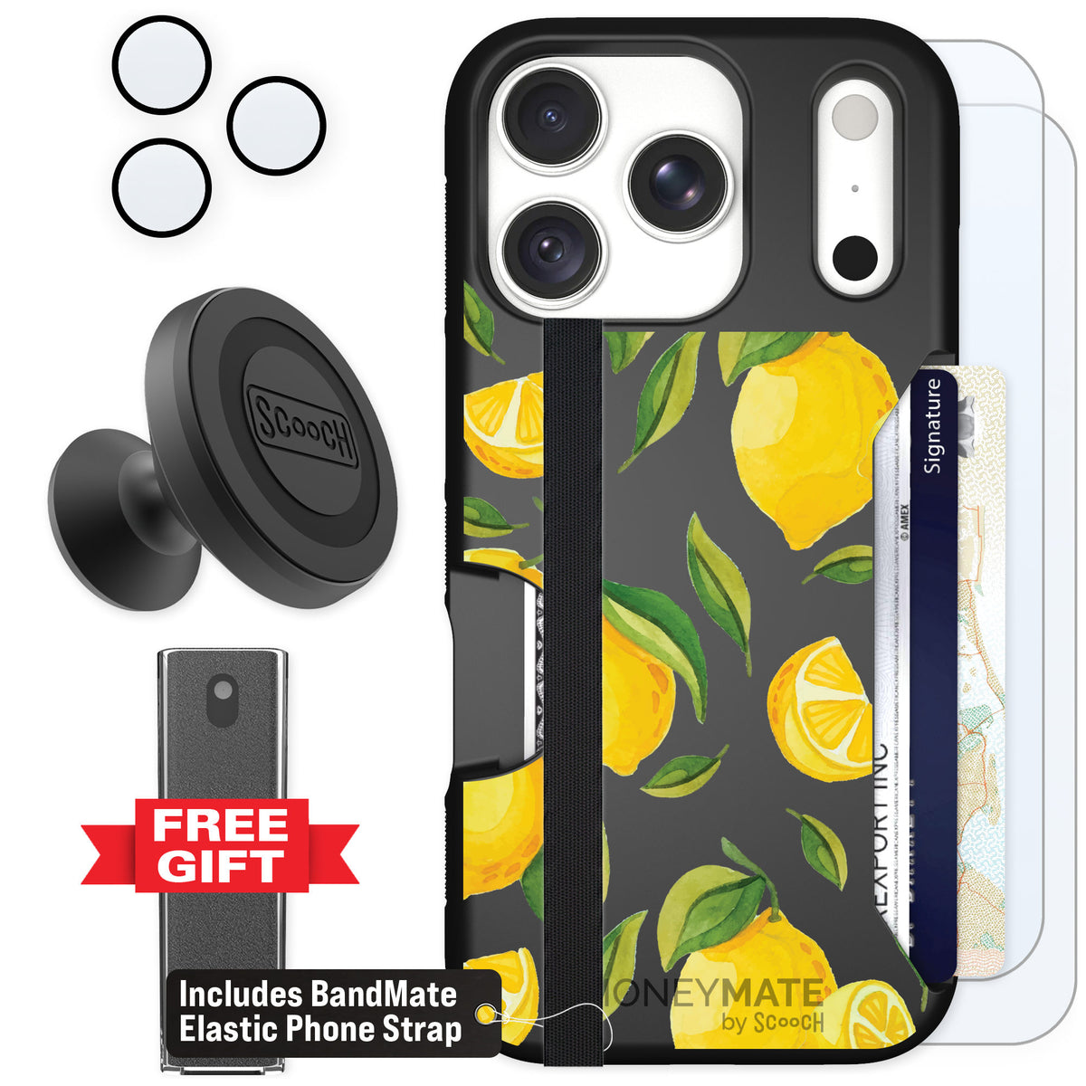 Scooch Moneymate Amalfi Lemons for iPhone 18 Pro — Defender Bundle