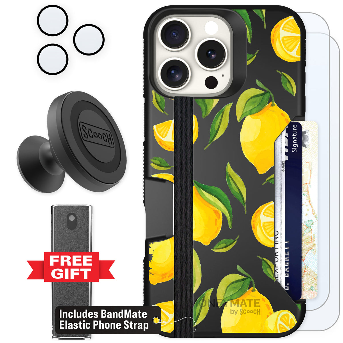 Scooch Moneymate Amalfi Lemons for iPhone 16 Pro Max — Defender Bundle
