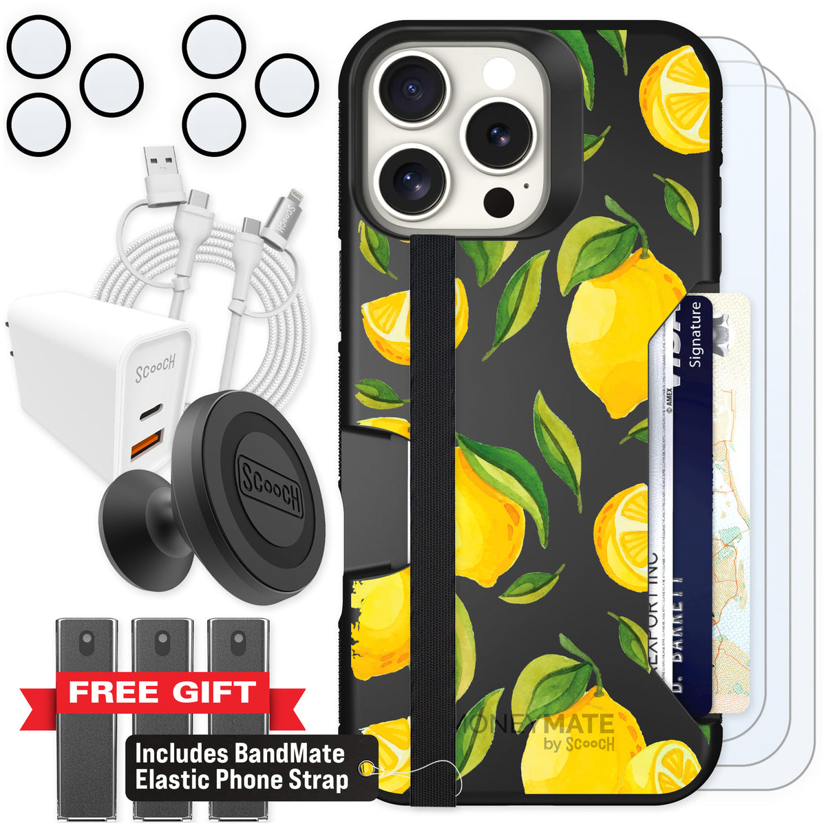 Scooch Moneymate Amalfi Lemons for iPhone 16 Pro Max — Ultimate Bundle