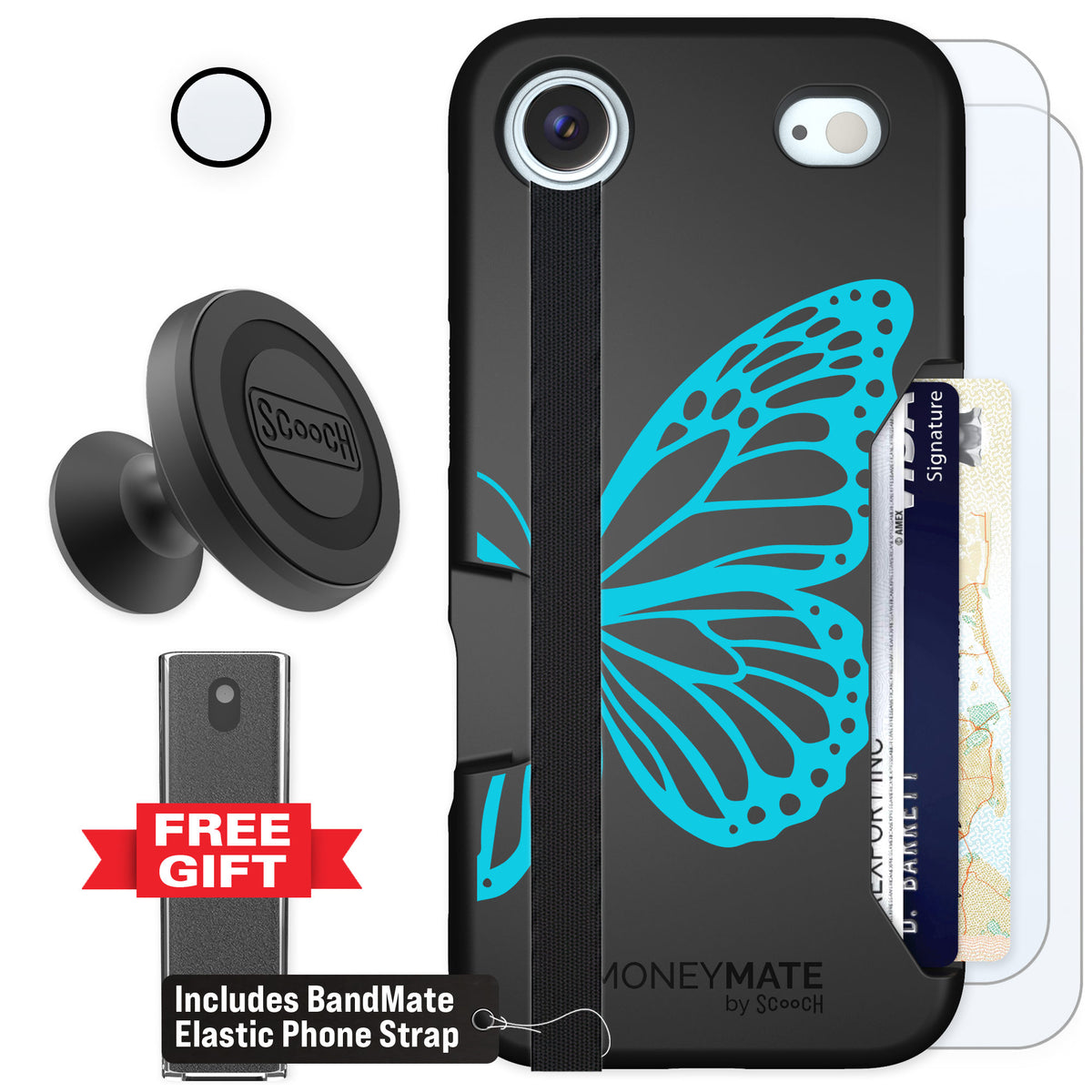 Scooch Moneymate Azure Butterfly for iPhone Air — Defender Bundle