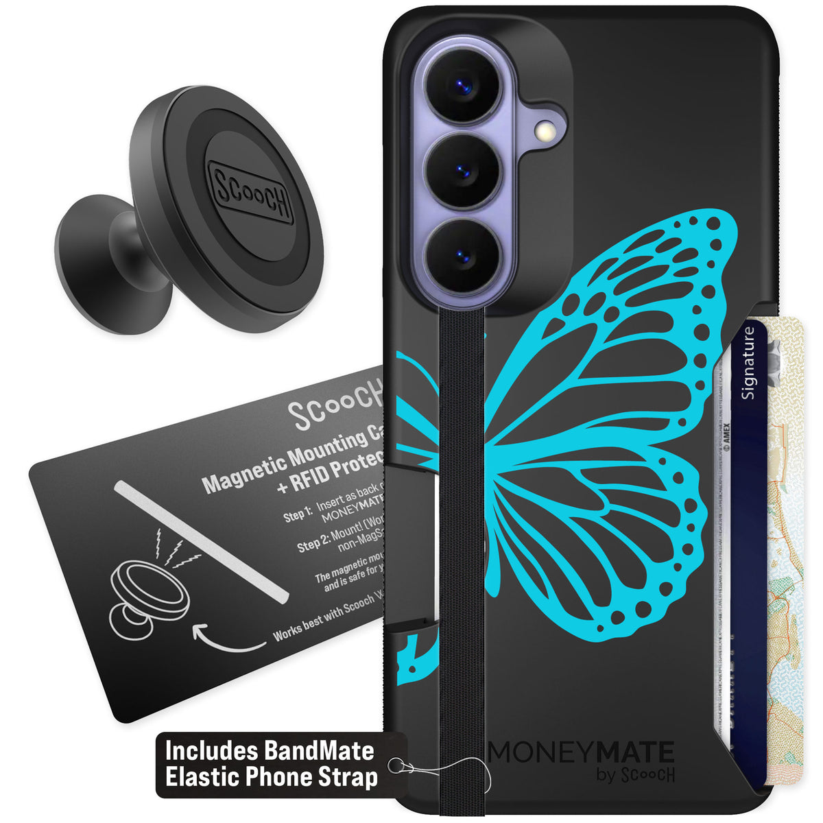 Scooch Moneymate Azure Butterfly for Galaxy S26 — Starter Bundle