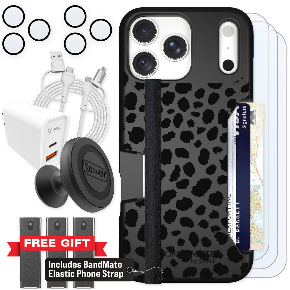 Scooch Moneymate Black Leopard for iPhone 18 Pro Max — Ultimate Bundle