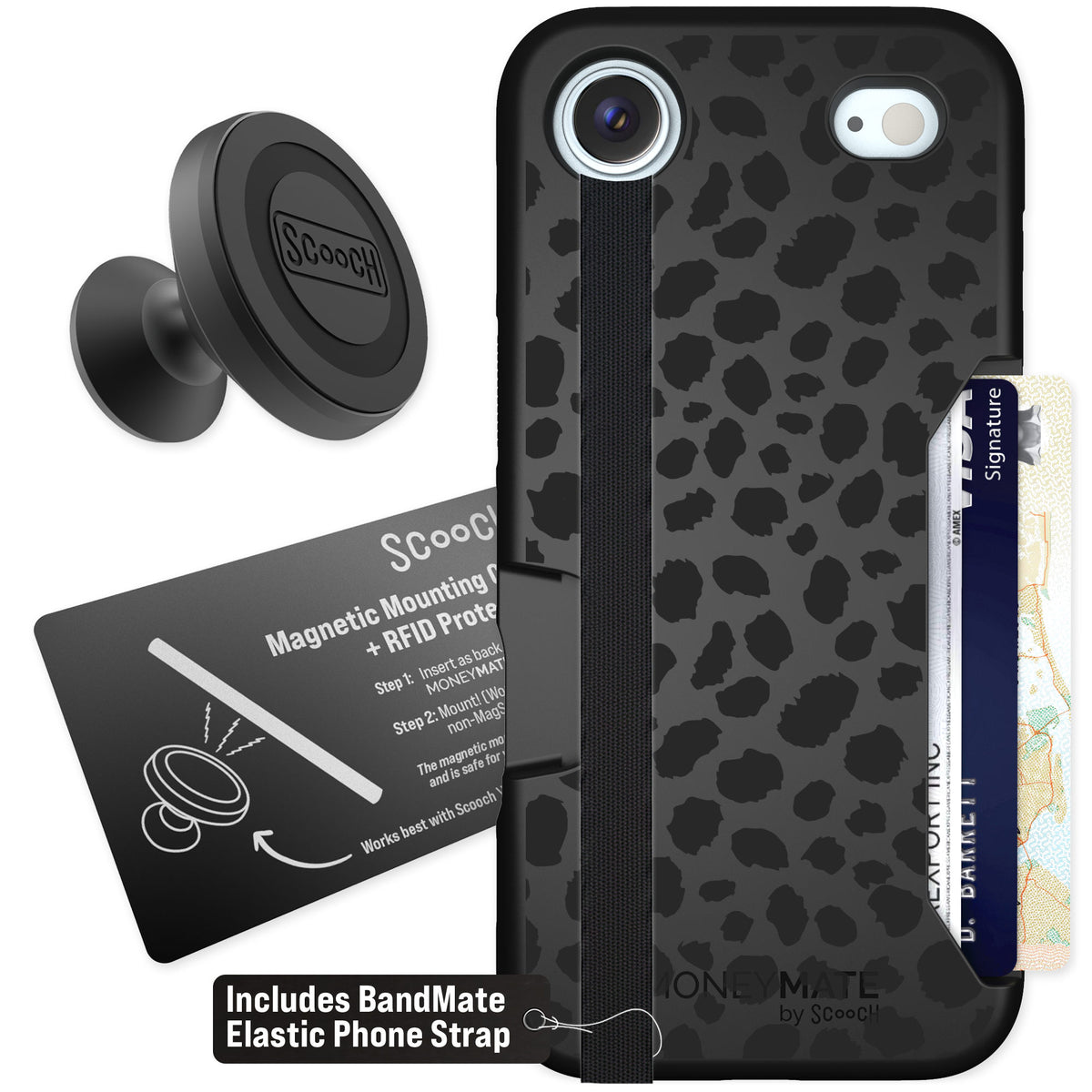 Scooch Moneymate Black Leopard for iPhone Air — Starter Bundle