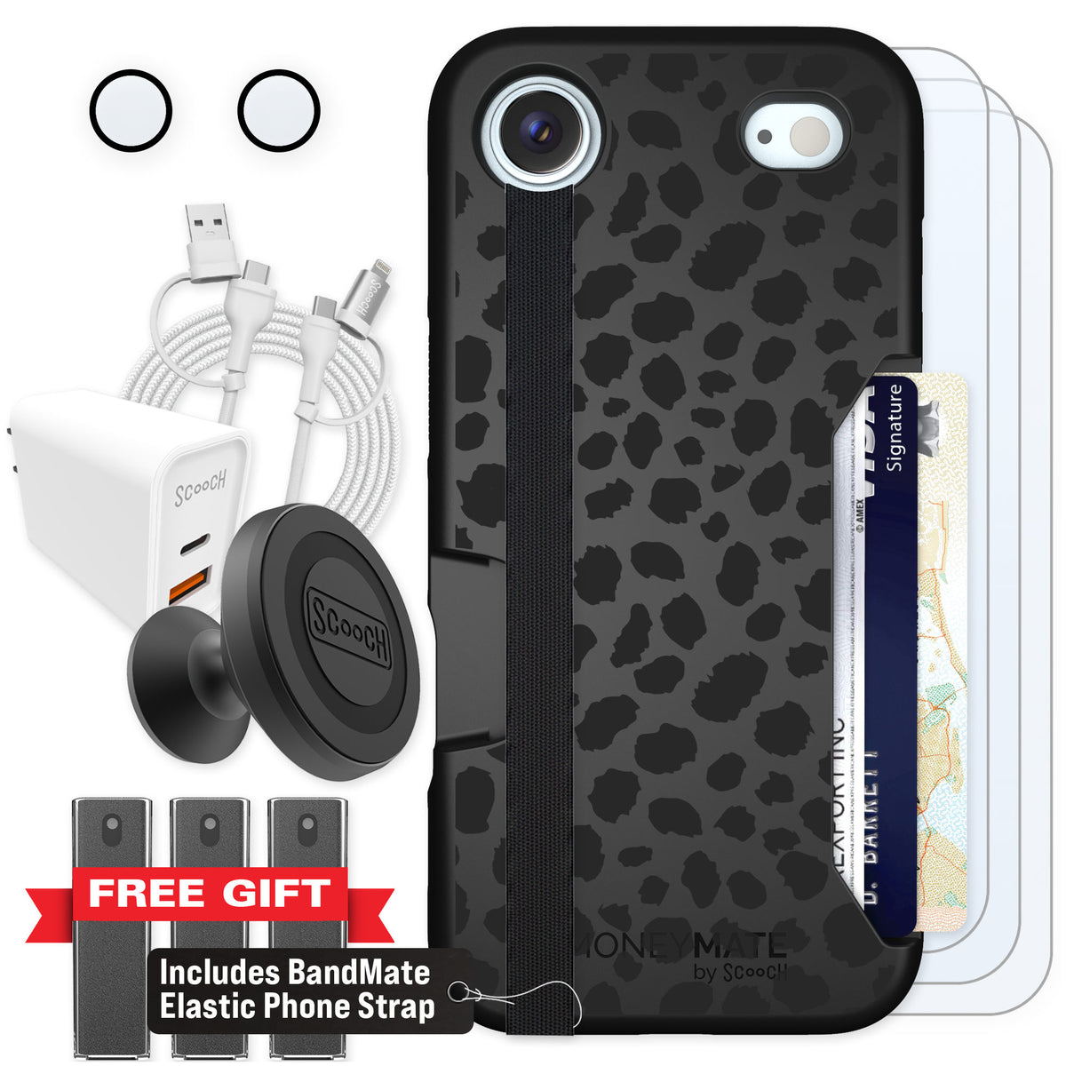 Scooch Moneymate Black Leopard for iPhone Air — Ultimate Bundle