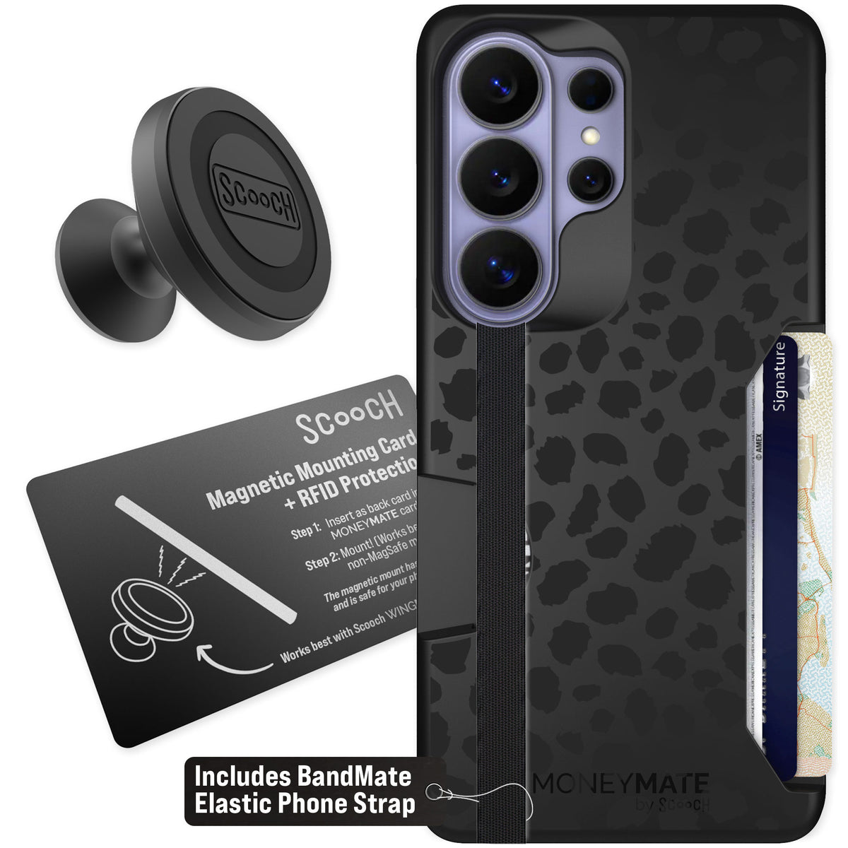 Scooch Moneymate Black Leopard for Galaxy S26 Ultra — Starter Bundle