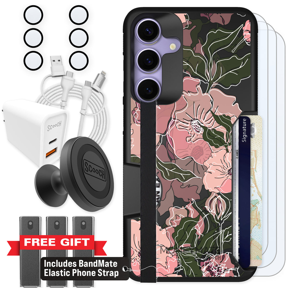 Scooch Moneymate Blush Botanical for Galaxy S25+ — Ultimate Bundle