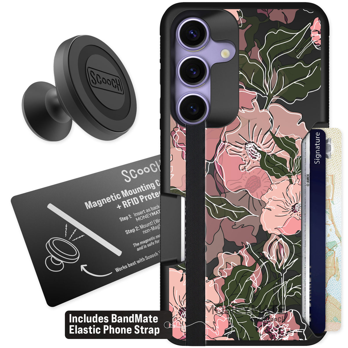Scooch Moneymate Blush Botanical for Galaxy S25 — Starter Bundle