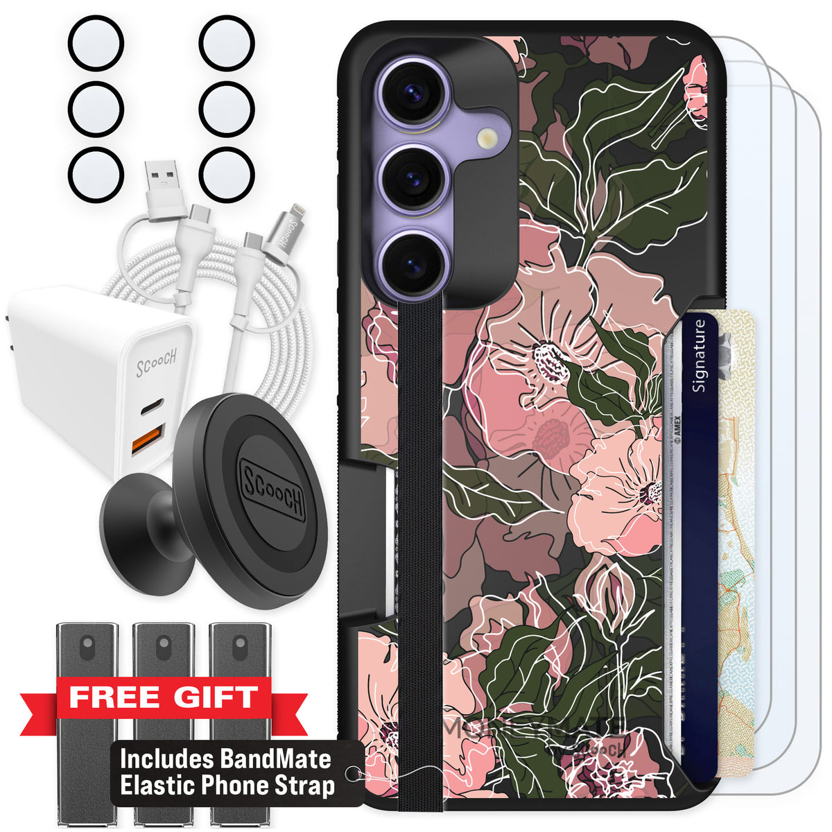 Scooch Moneymate Blush Botanical for Galaxy S25 — Ultimate Bundle