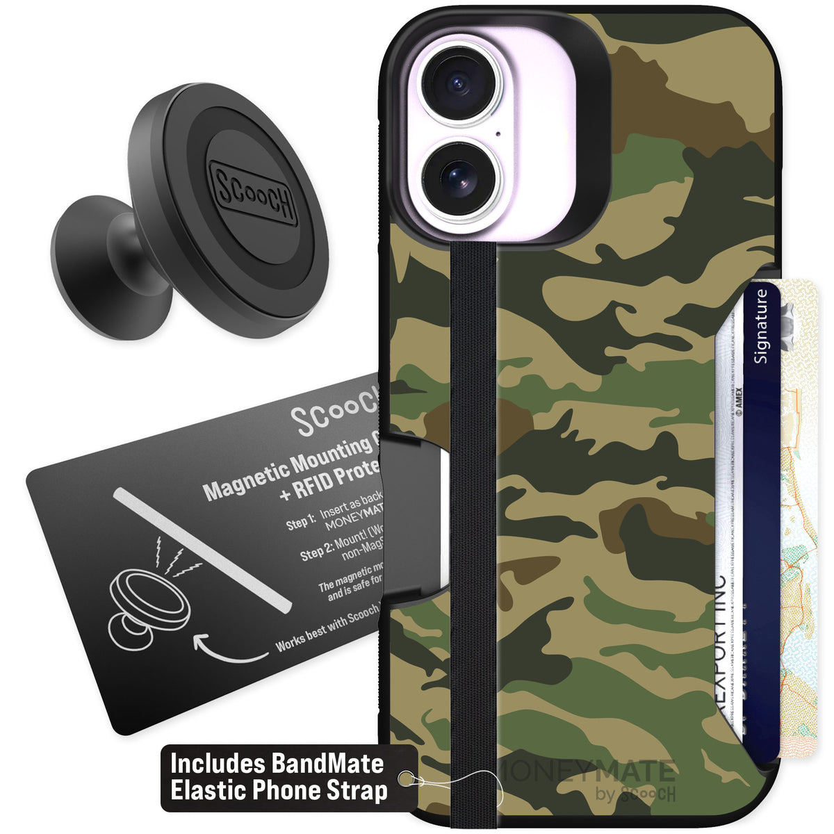 Scooch Moneymate Classic Camo for iPhone 17 — Starter Bundle