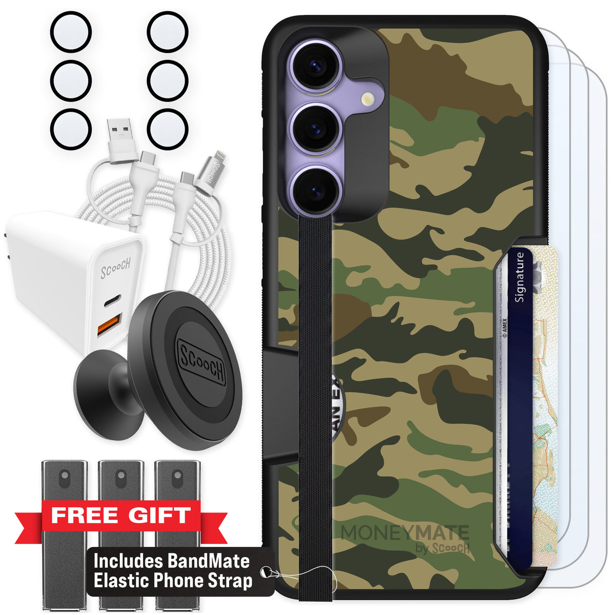 Scooch Moneymate Classic Camo for Galaxy S25+ — Ultimate Bundle