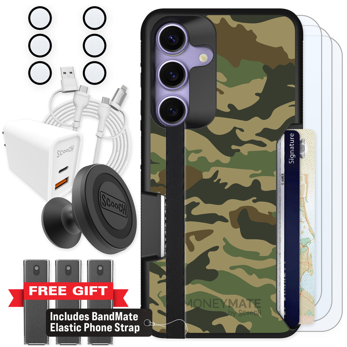 Scooch Moneymate Classic Camo for Galaxy S25 — Ultimate Bundle