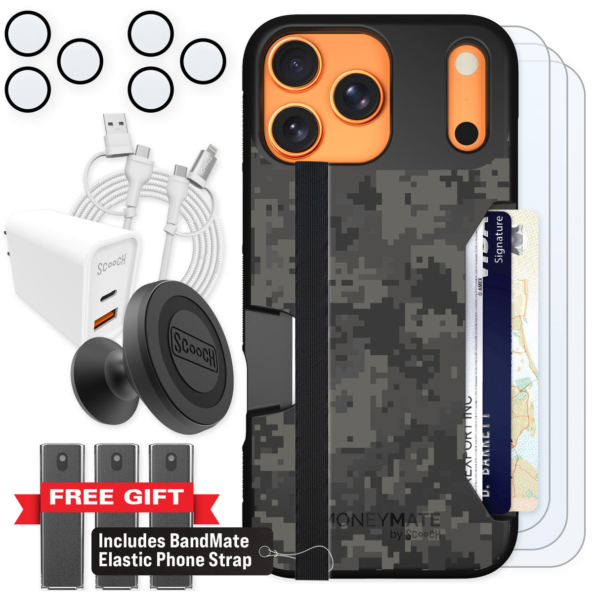 Scooch Moneymate Digi Camo for iPhone 17 Pro Max — Ultimate Bundle