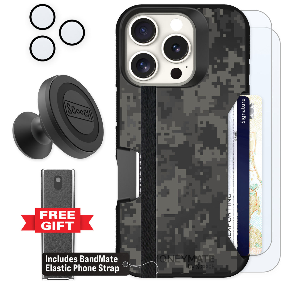 Scooch Moneymate Digi Camo for iPhone 16 Pro — Defender Bundle
