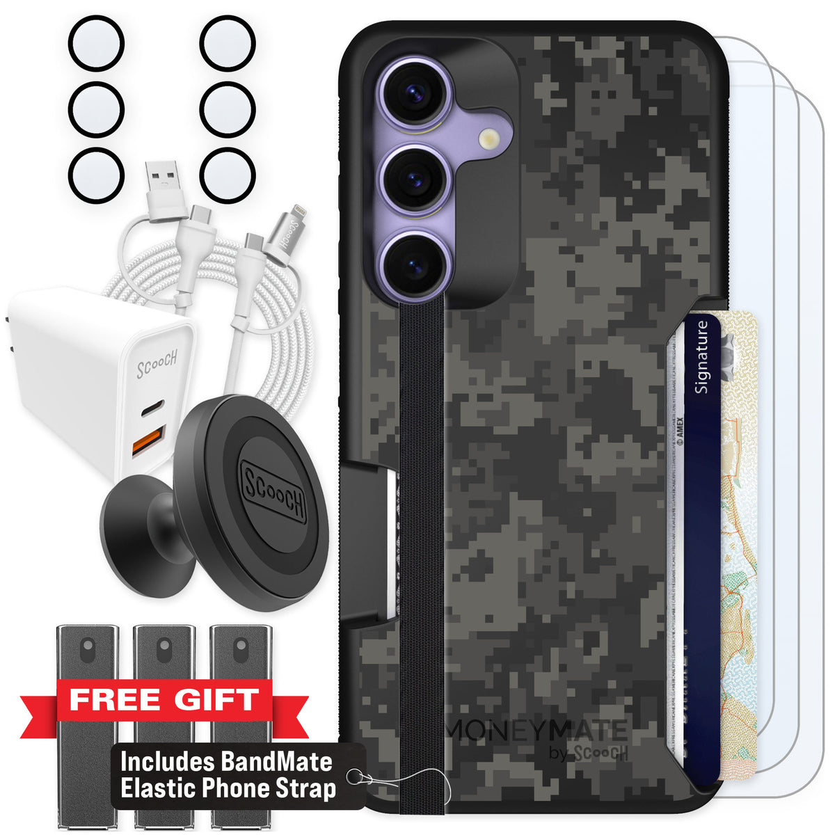 Scooch Moneymate Digi Camo for Galaxy S25 — Ultimate Bundle