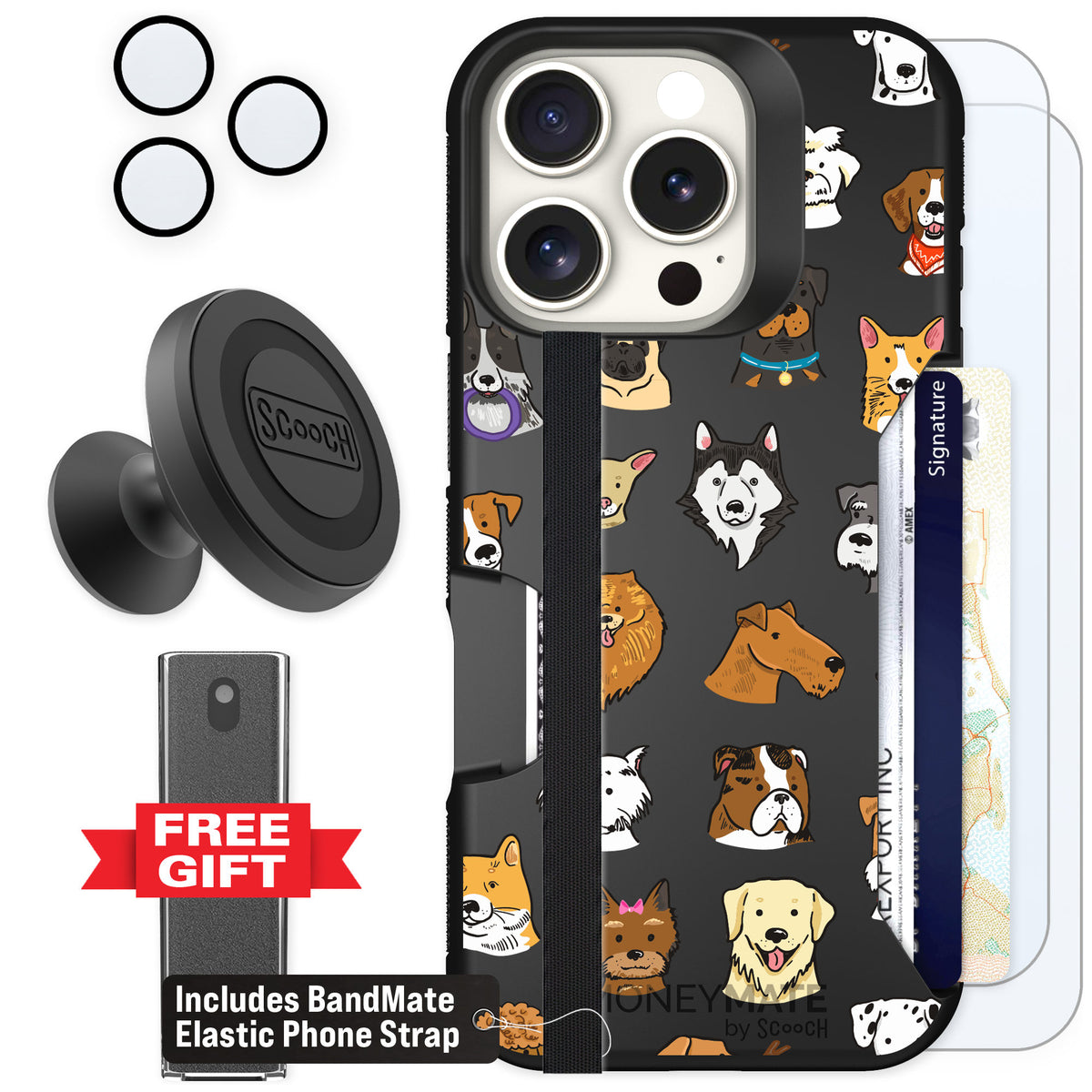 Scooch Moneymate Dog Squad for iPhone 16 Pro — Defender Bundle