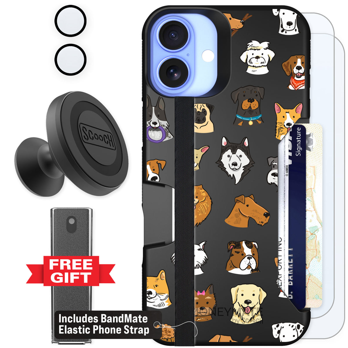 Scooch Moneymate Dog Squad for iPhone 16 Plus — Defender Bundle