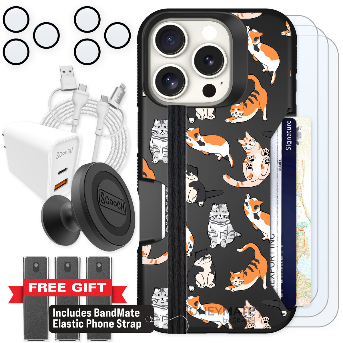Scooch Moneymate Kitty Crew for iPhone 16 Pro — Ultimate Bundle