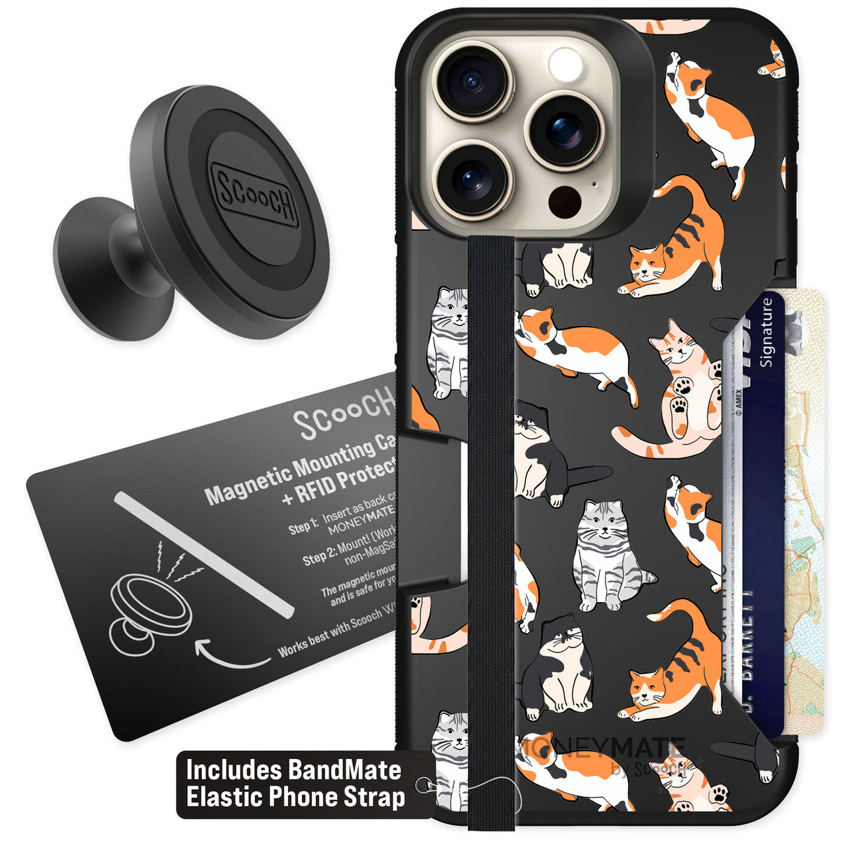 Scooch Moneymate Kitty Crew for iPhone 15 Pro Max — Starter Bundle