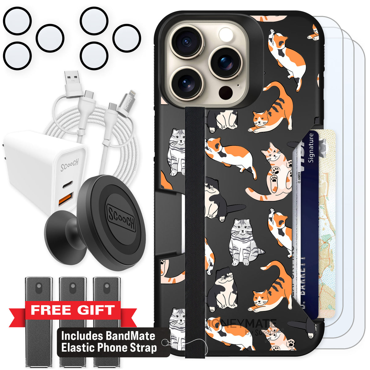 Scooch Moneymate Kitty Crew for iPhone 15 Pro Max — Ultimate Bundle