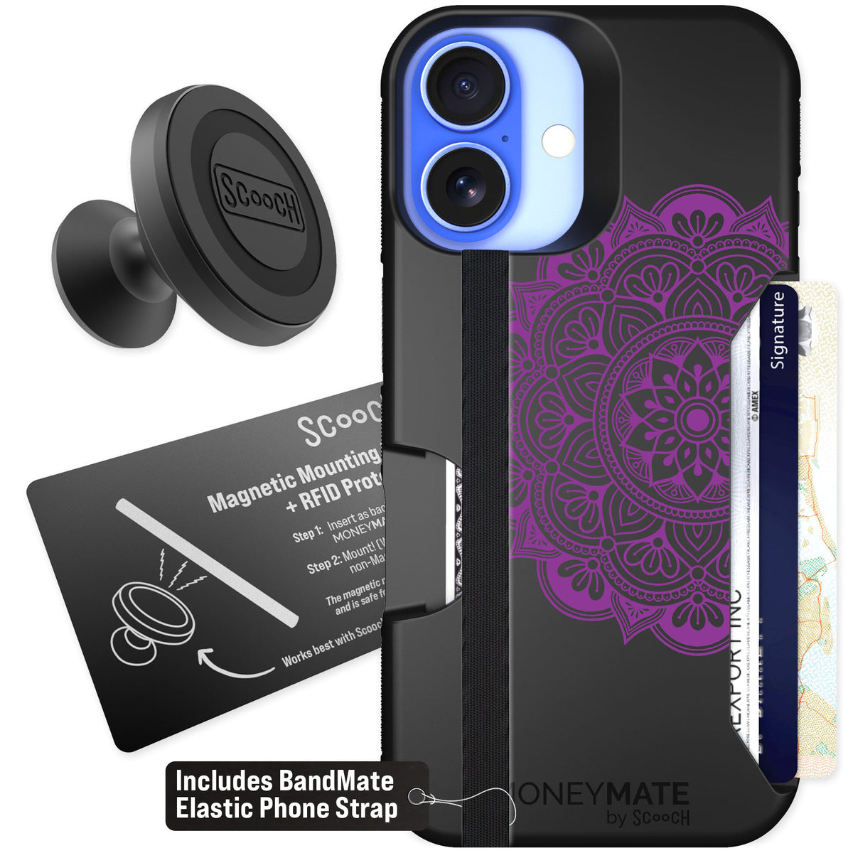 Scooch Moneymate Mandala Dreams for iPhone 16 — Starter Bundle