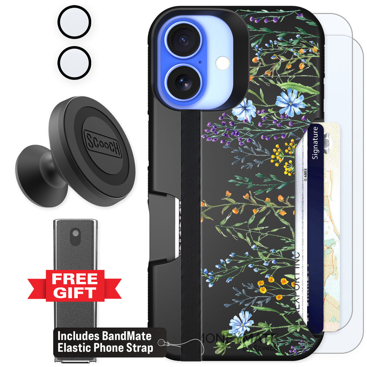 Scooch Moneymate Meadow Bloom for iPhone 16 — Defender Bundle