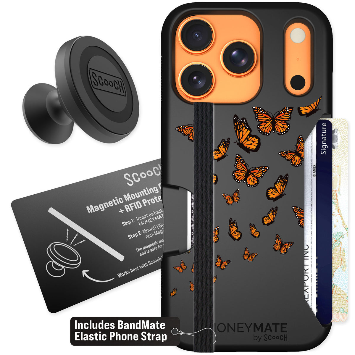 Scooch Moneymate Monarch Flight for iPhone 17 Pro — Starter Bundle